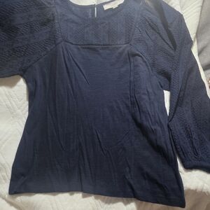 ANN TAYLOR LIFT Navy Blue Women's Top size S 100% Cotton